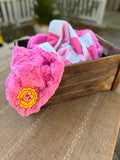 ☀️ Pink Checkered Minky Blanket – Smiley