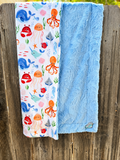 Under the Sea Narwhal Minky Baby Blanket