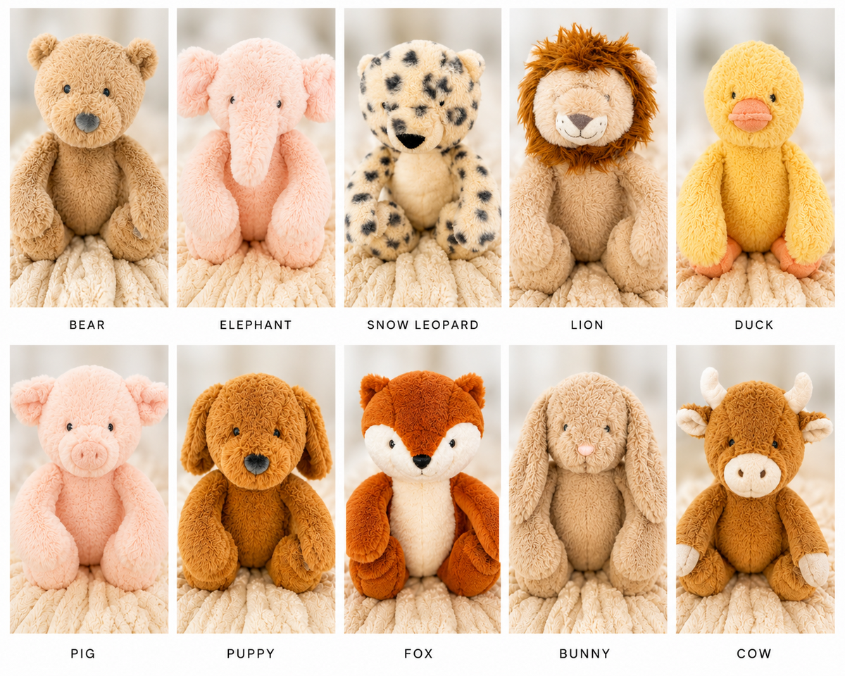 Stuffed Animal Baby Blanket Combo|Choose Animal & Blanket