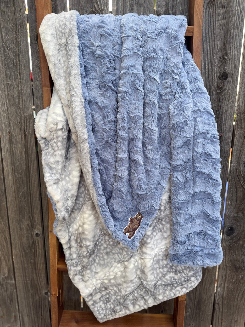 Dusty Blue Bear Minky Lap Blanket 🐻