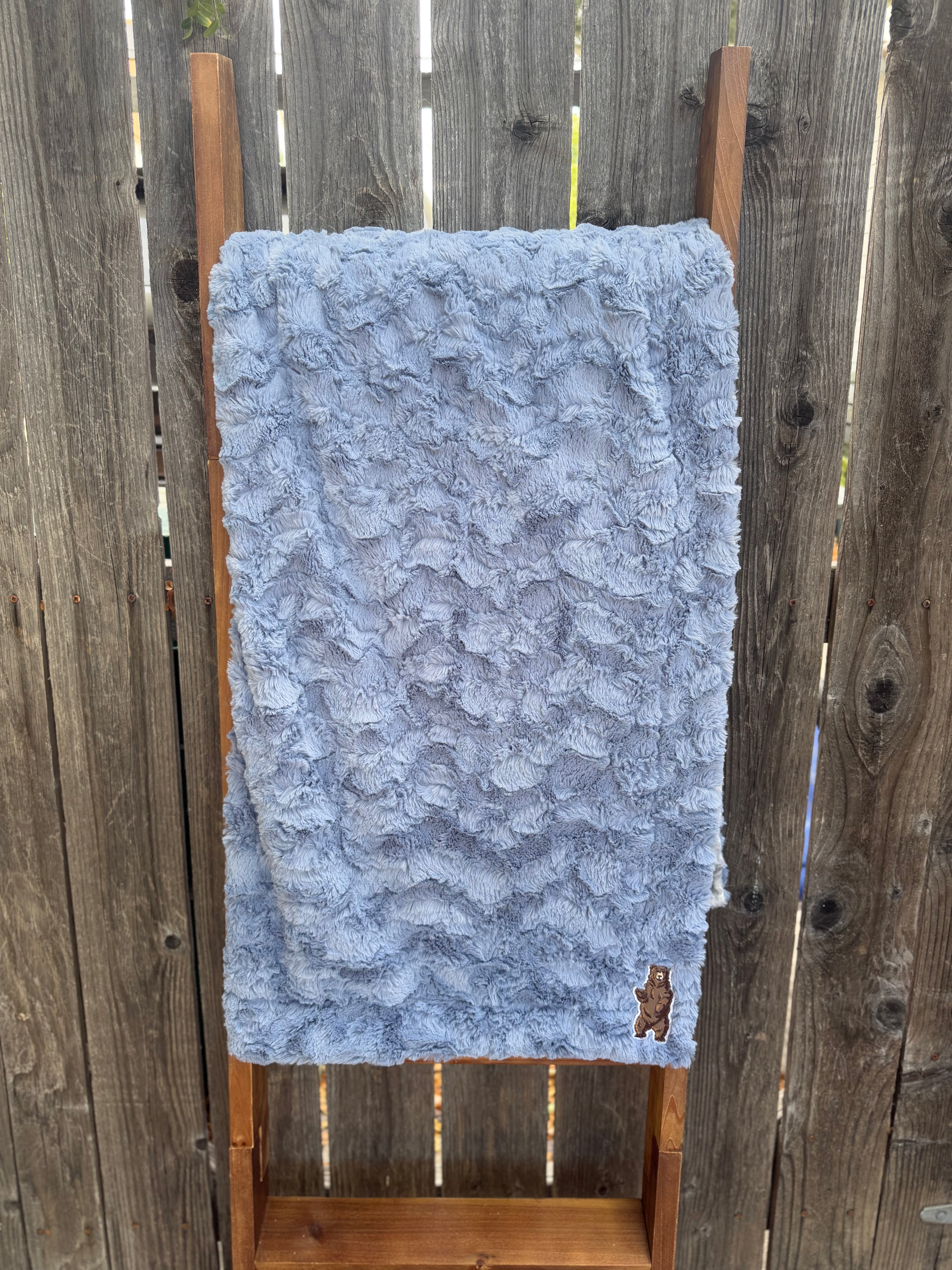 Dusty Blue Bear Minky Lap Blanket 🐻
