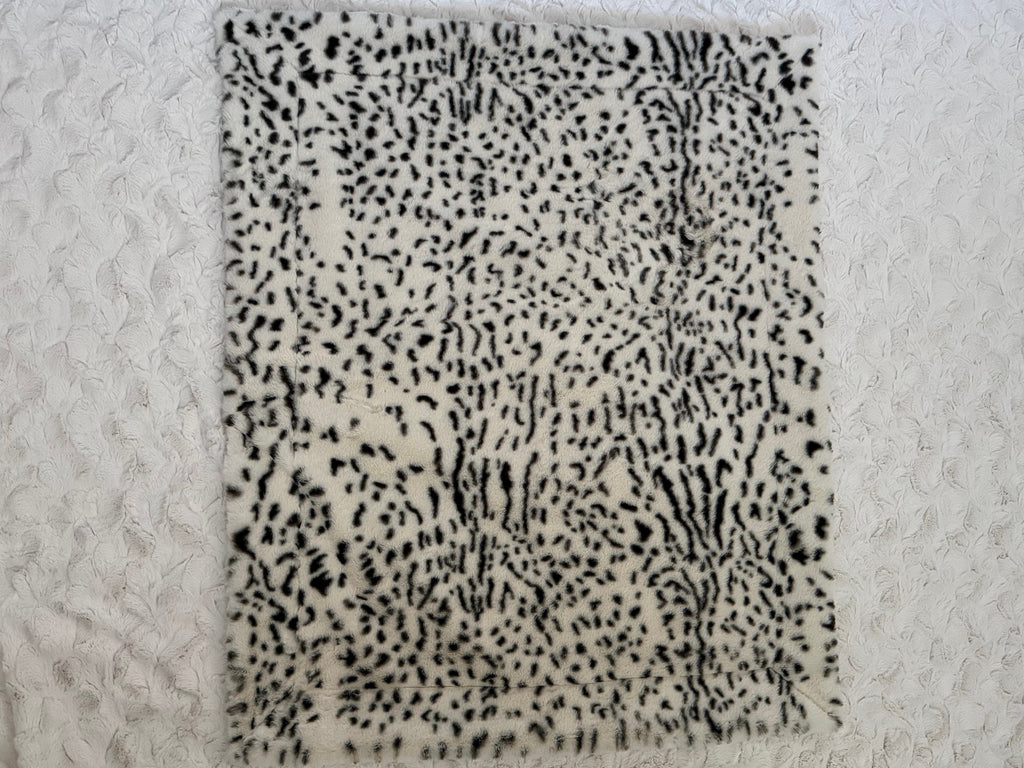 Leopard print with Caterpillar patch Minky Baby Blanket