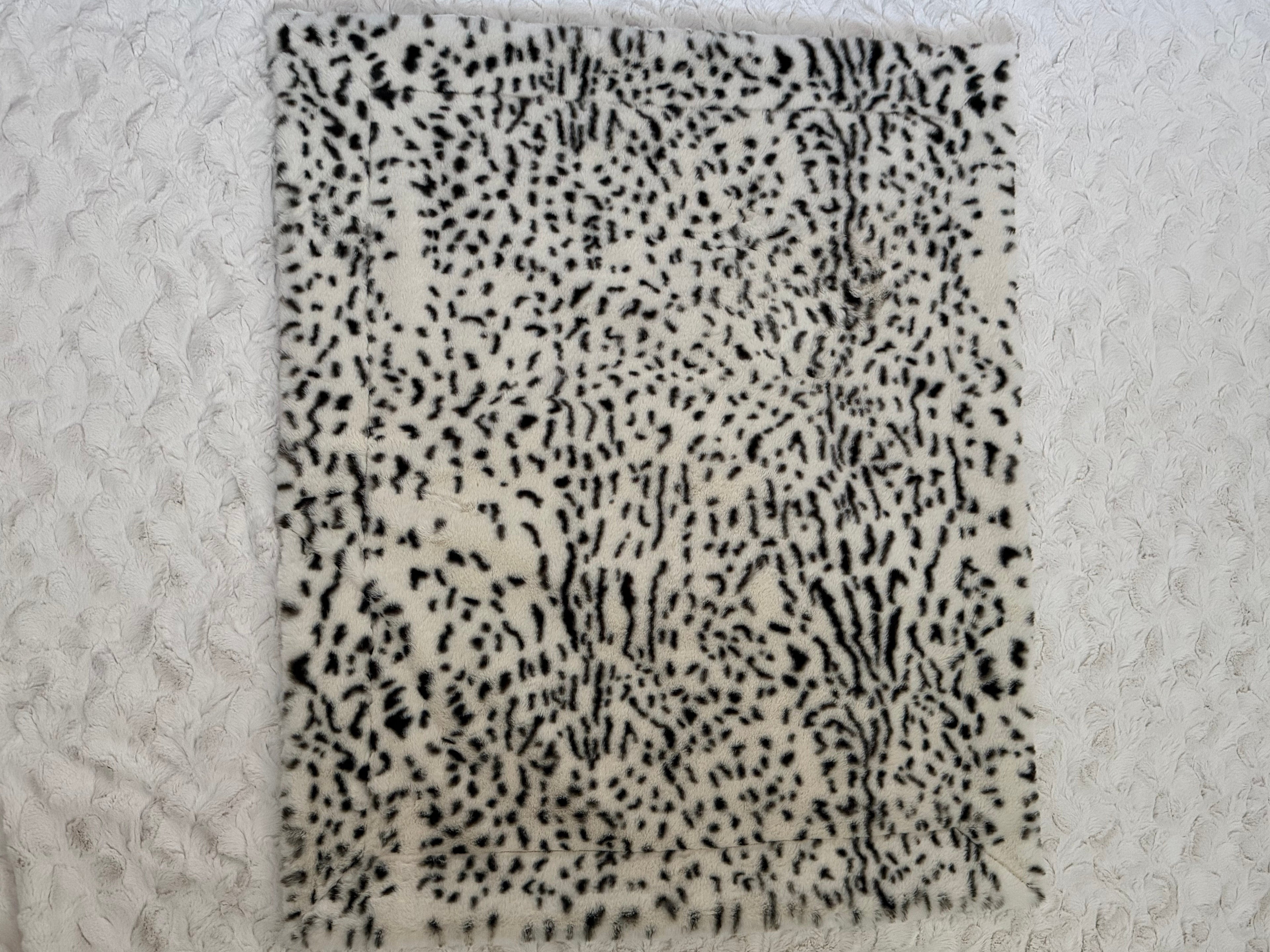 Leopard print with Caterpillar patch Minky Baby Blanket