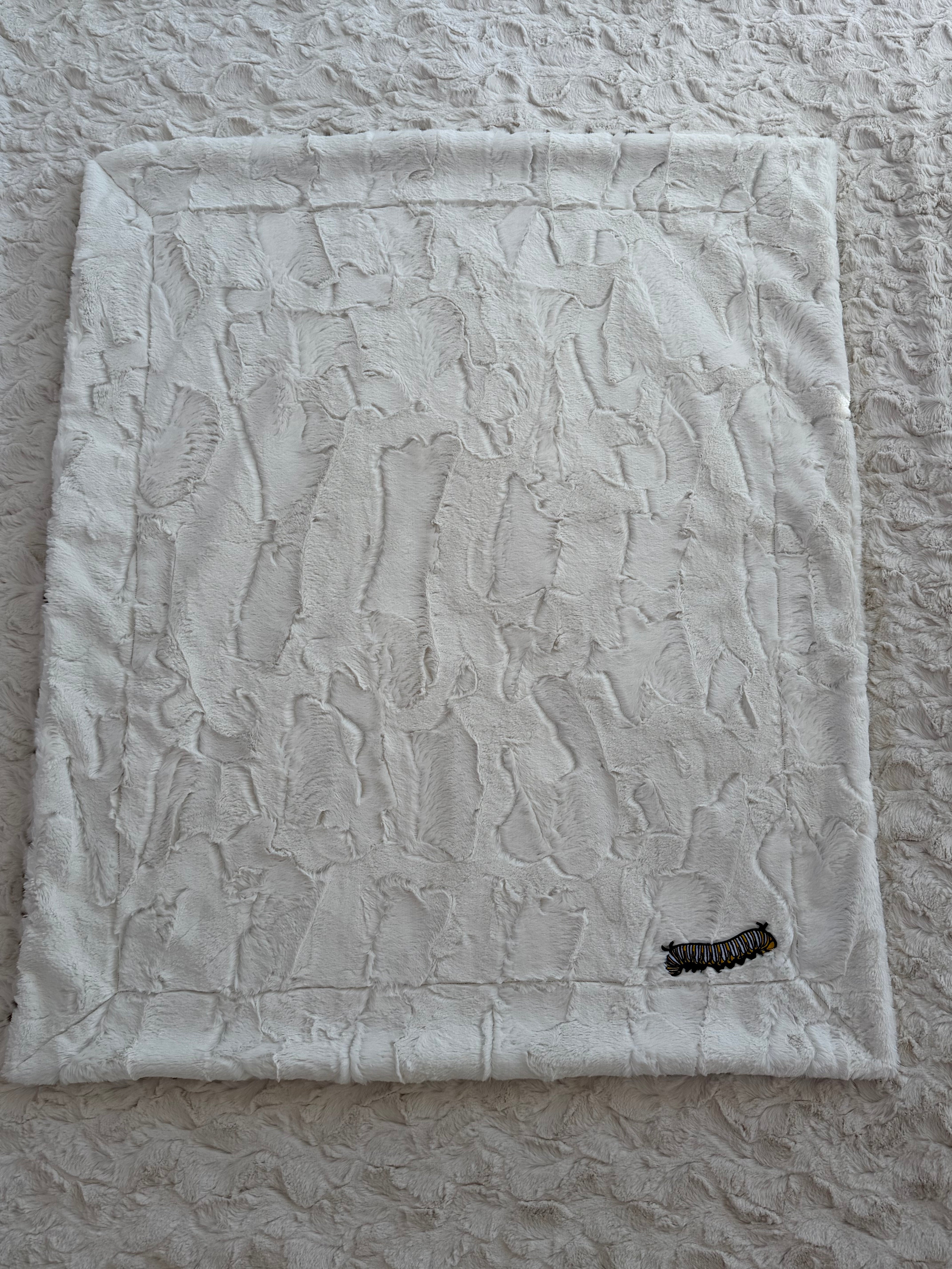 Leopard print with Caterpillar patch Minky Baby Blanket