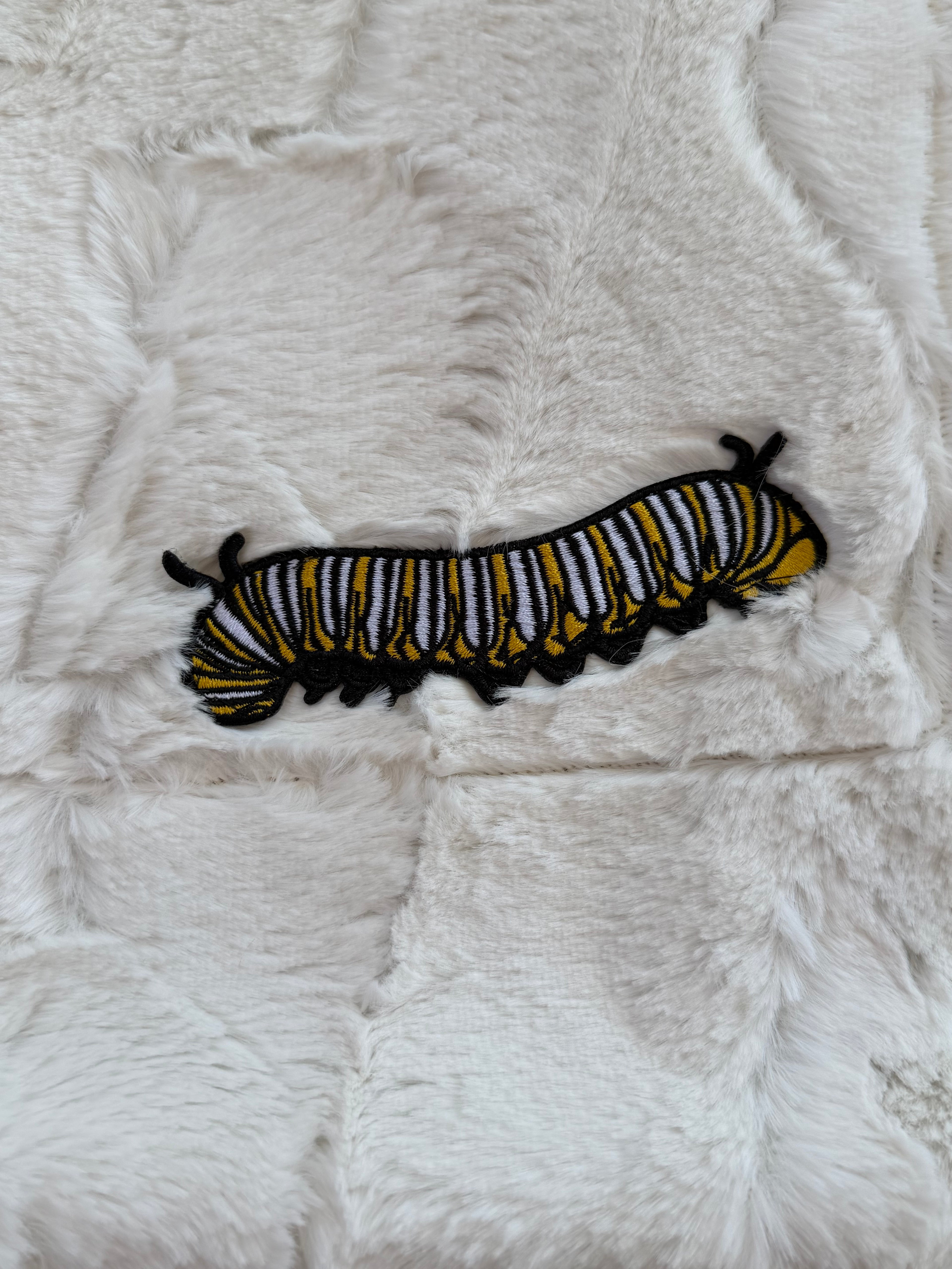 Leopard print with Caterpillar patch Minky Baby Blanket