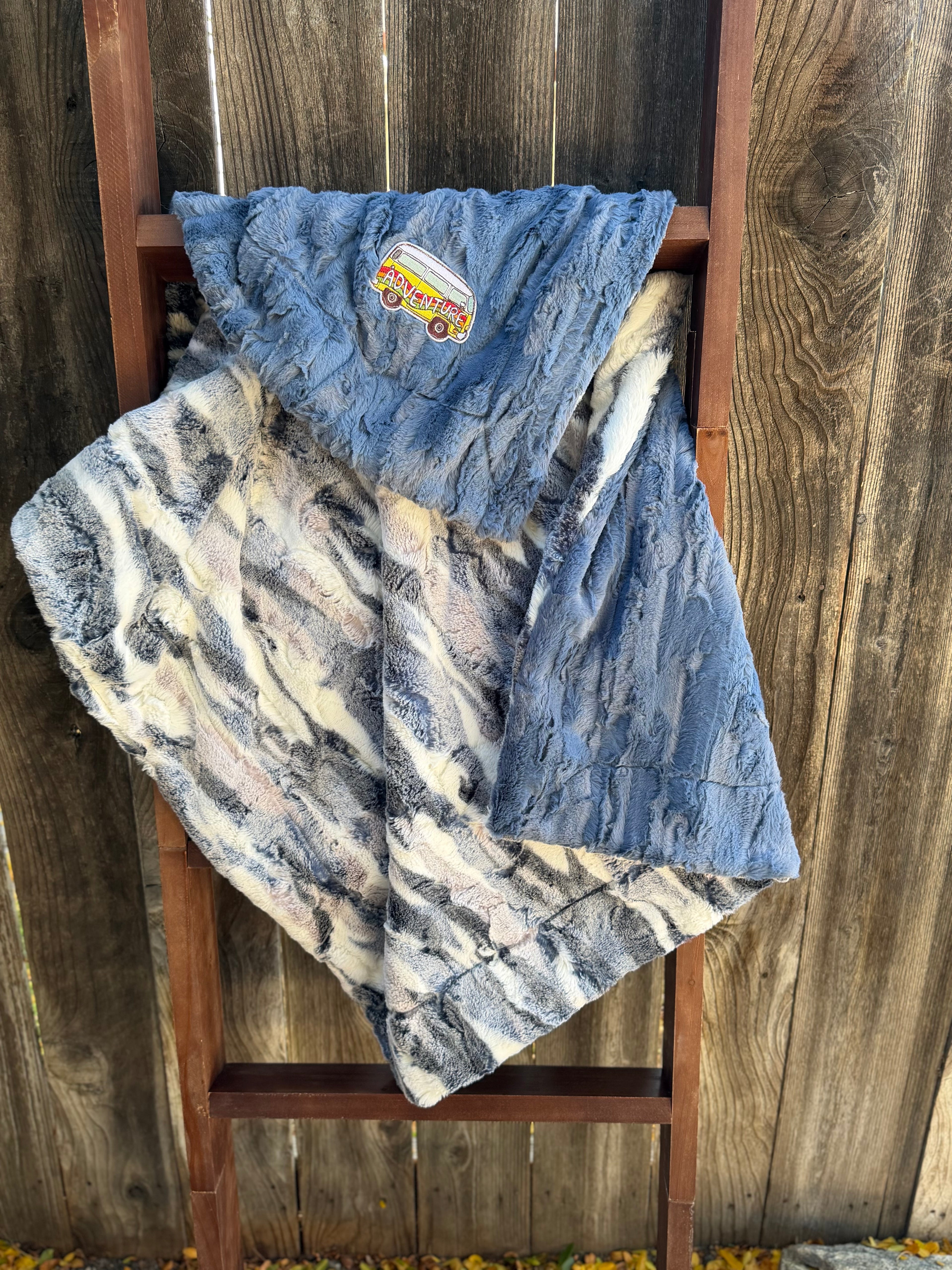 Adventure Minky Baby Blanket Blue