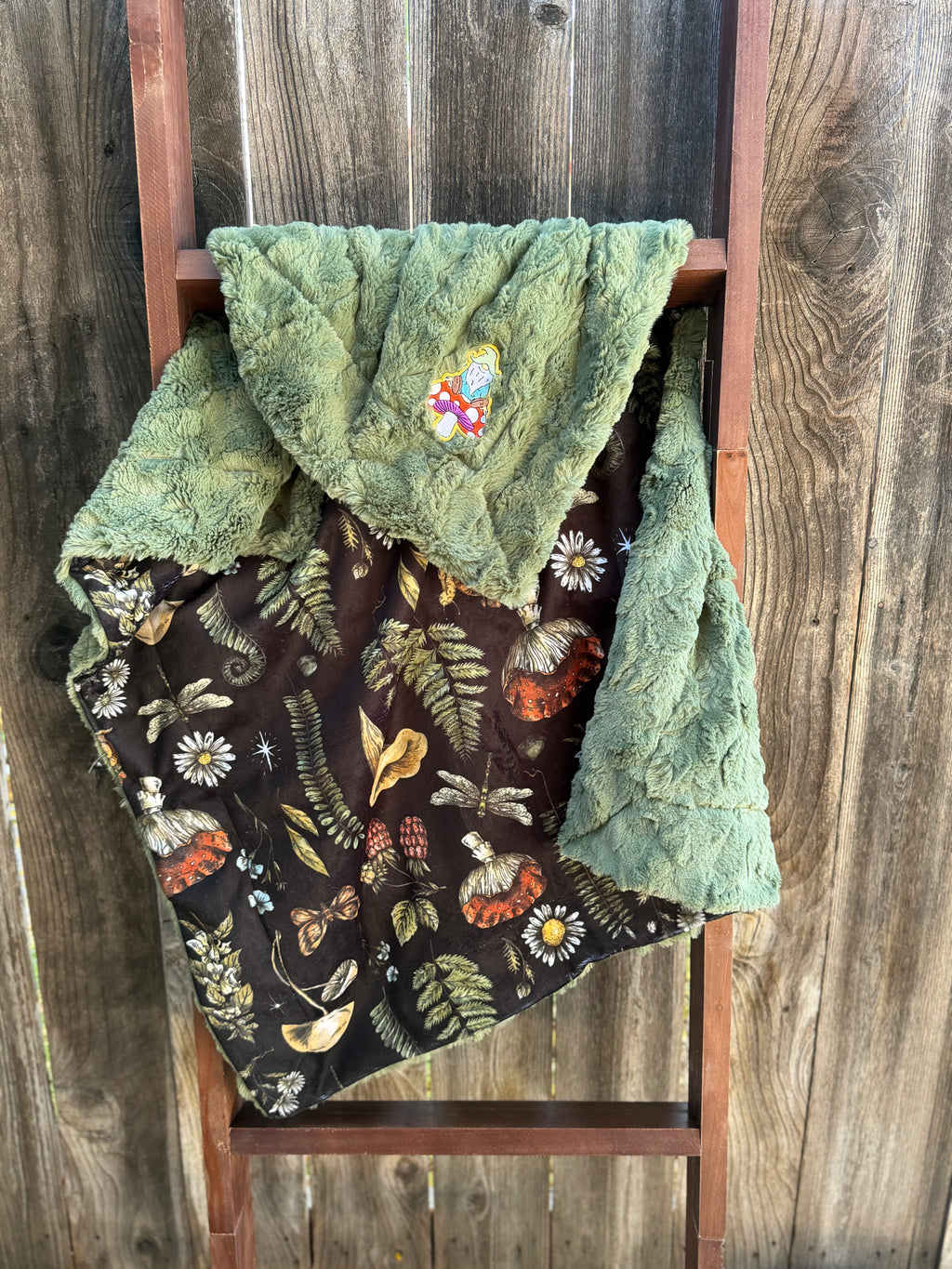 Whimsical Woodland Minky Baby Blanket with Gnome Patch