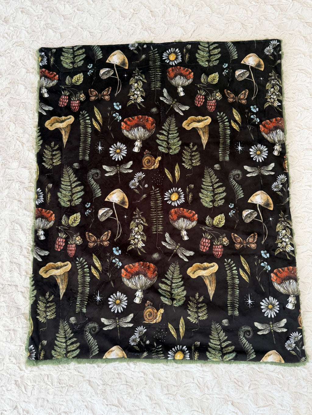 Whimsical Woodland Minky Baby Blanket with Gnome Patch