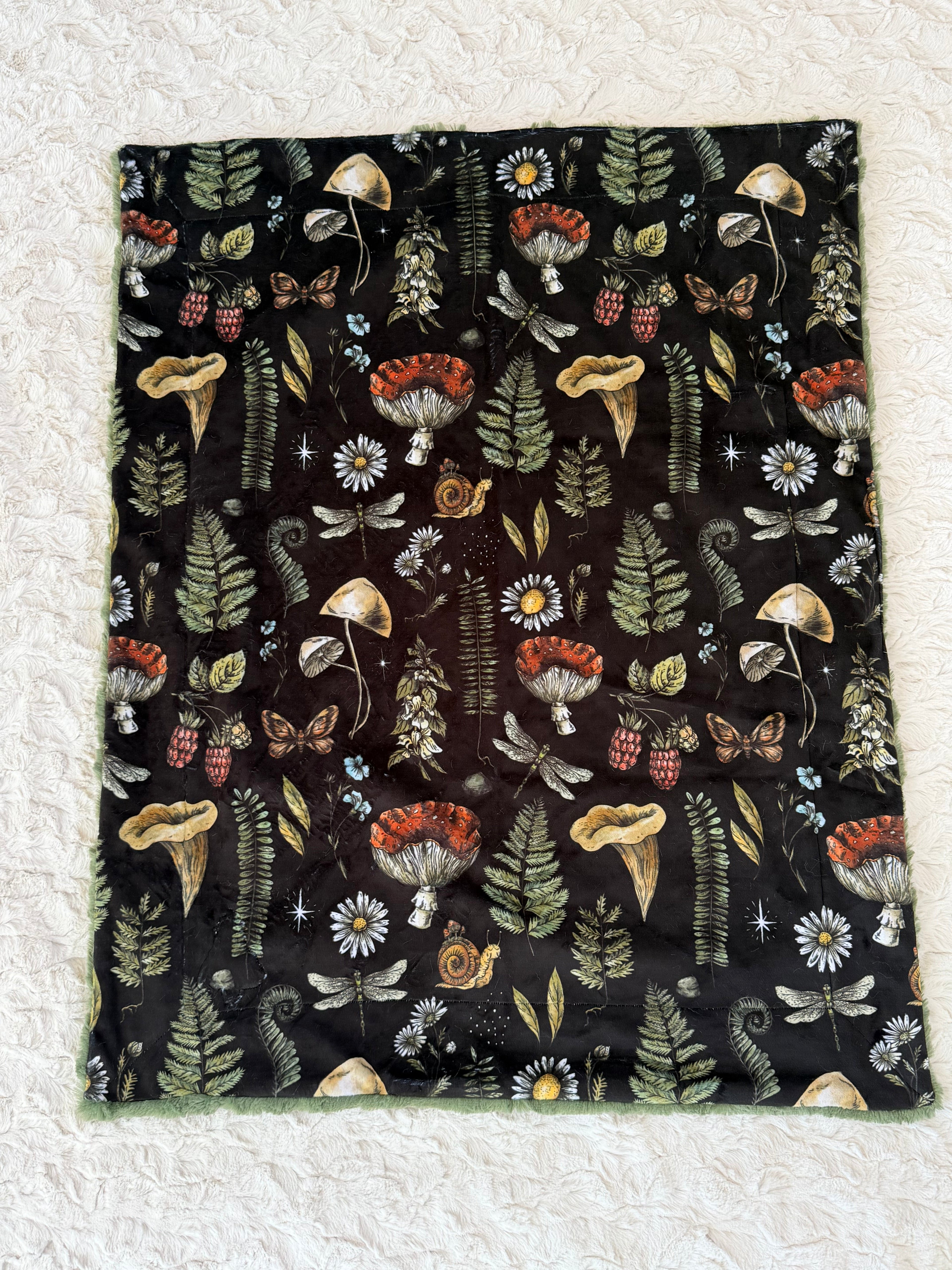 Whimsical Woodland Minky Baby Blanket with Gnome Patch