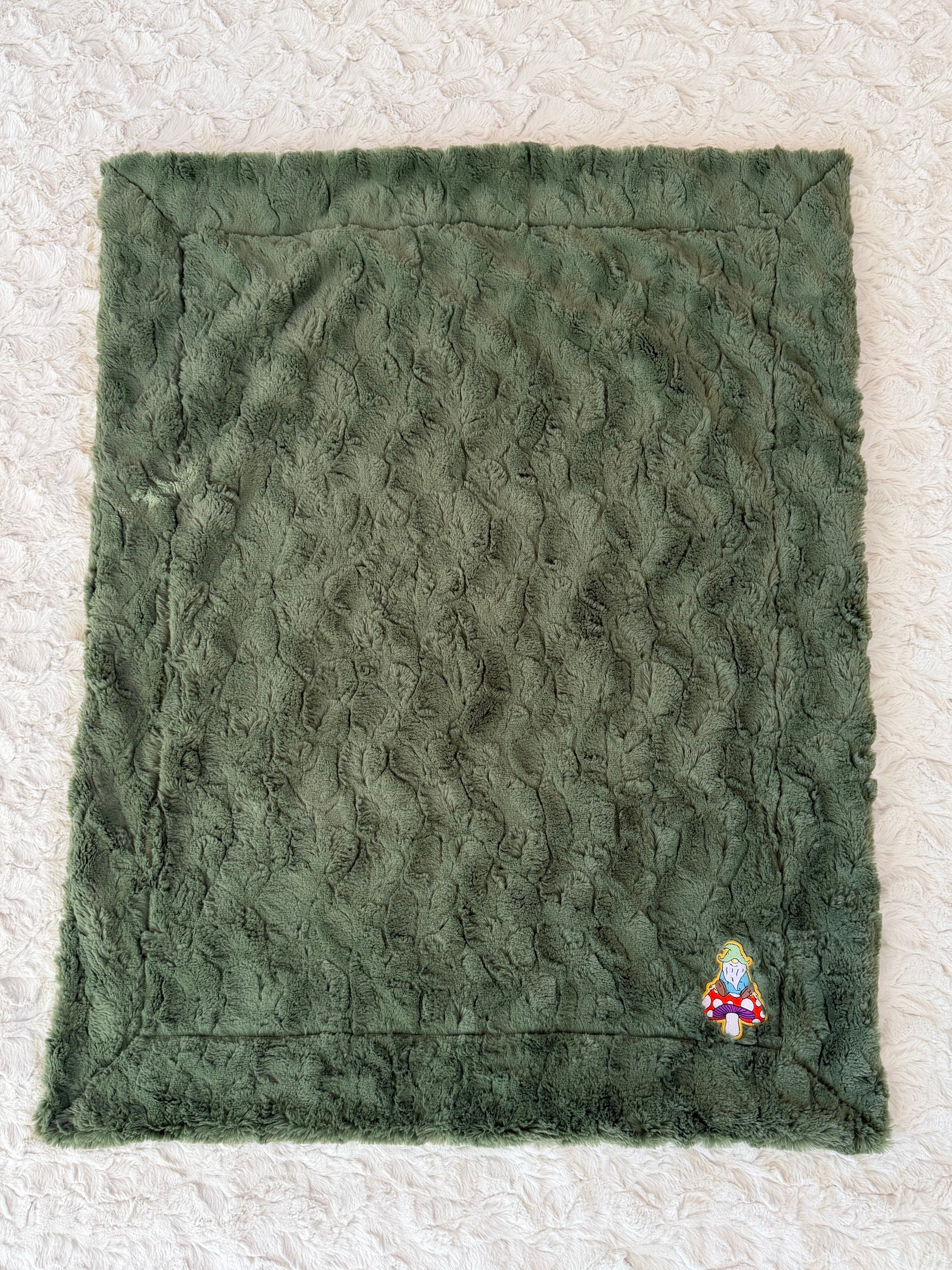Whimsical Woodland Minky Baby Blanket with Gnome Patch