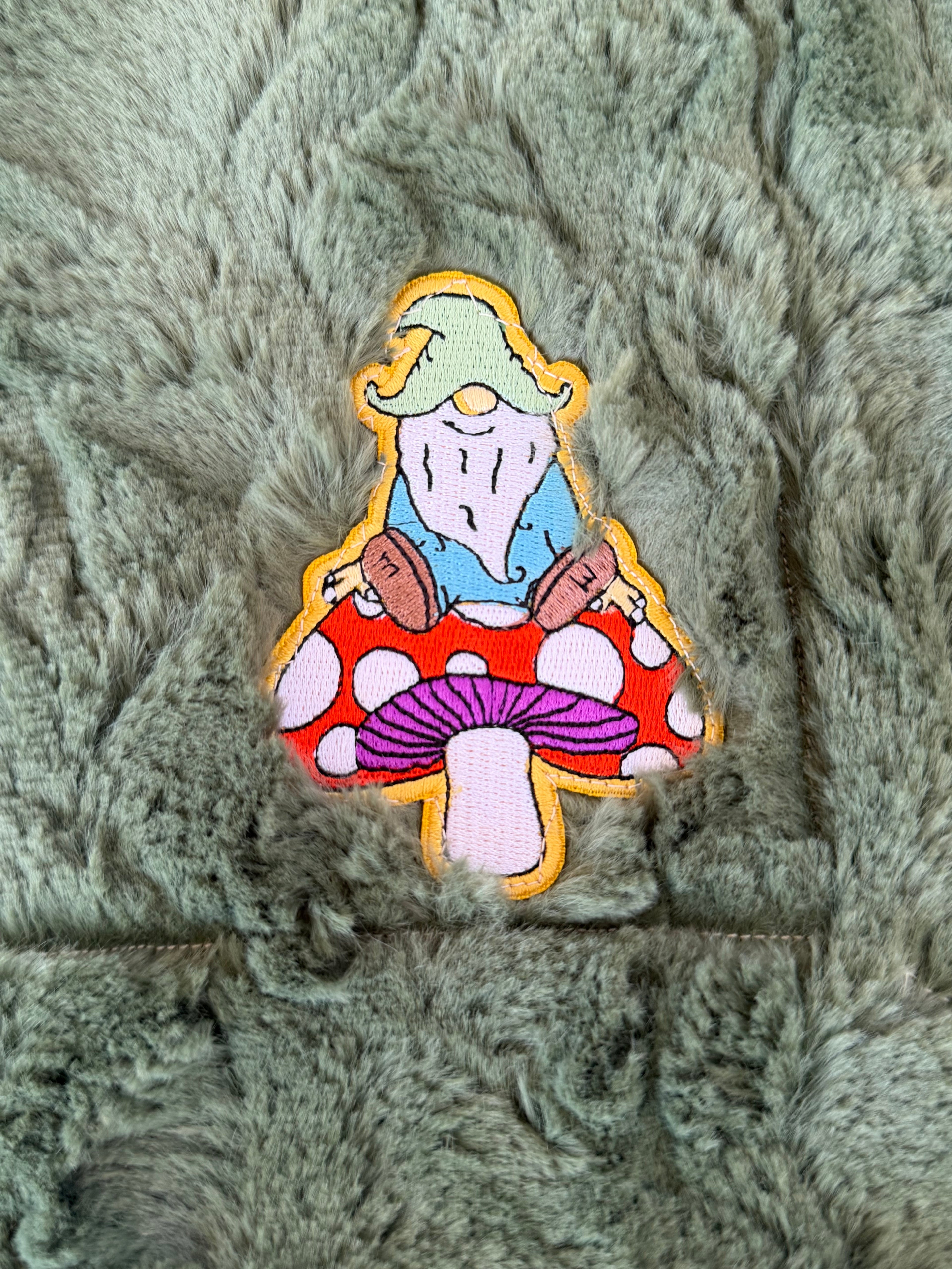 Whimsical Woodland Minky Baby Blanket with Gnome Patch