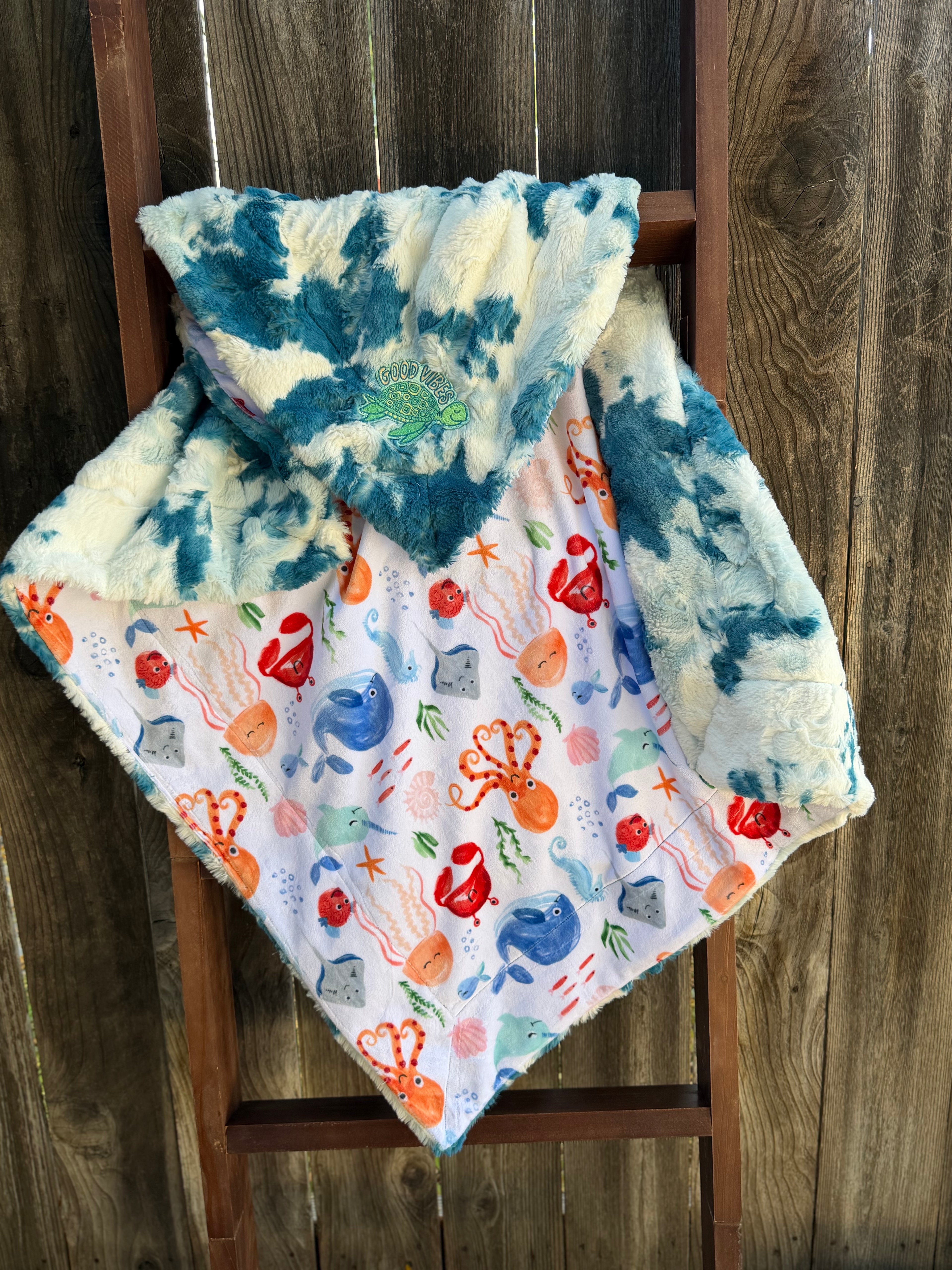 🐢 Good Vibes Minky Baby Blanket