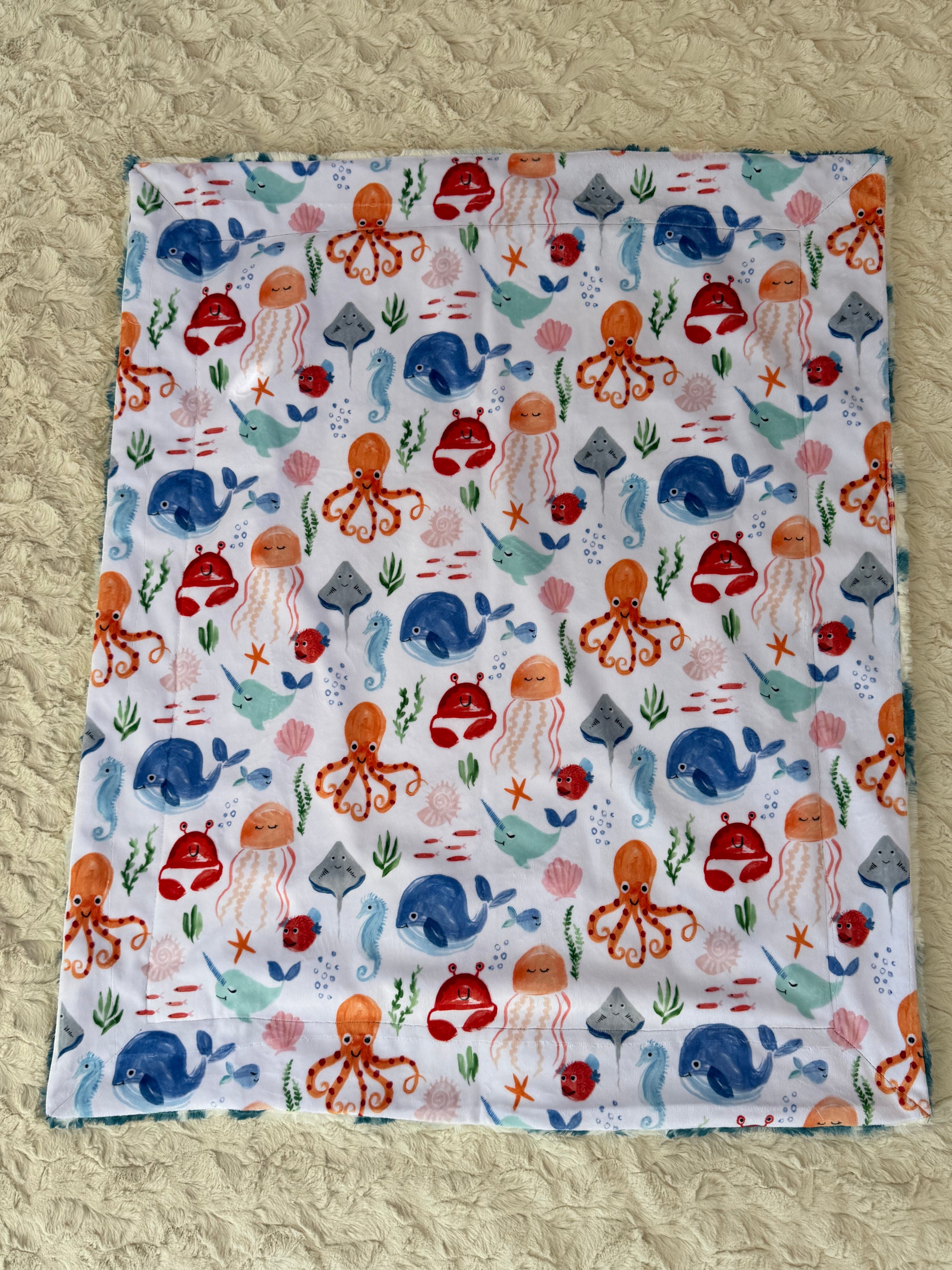 🐢 Good Vibes Minky Baby Blanket