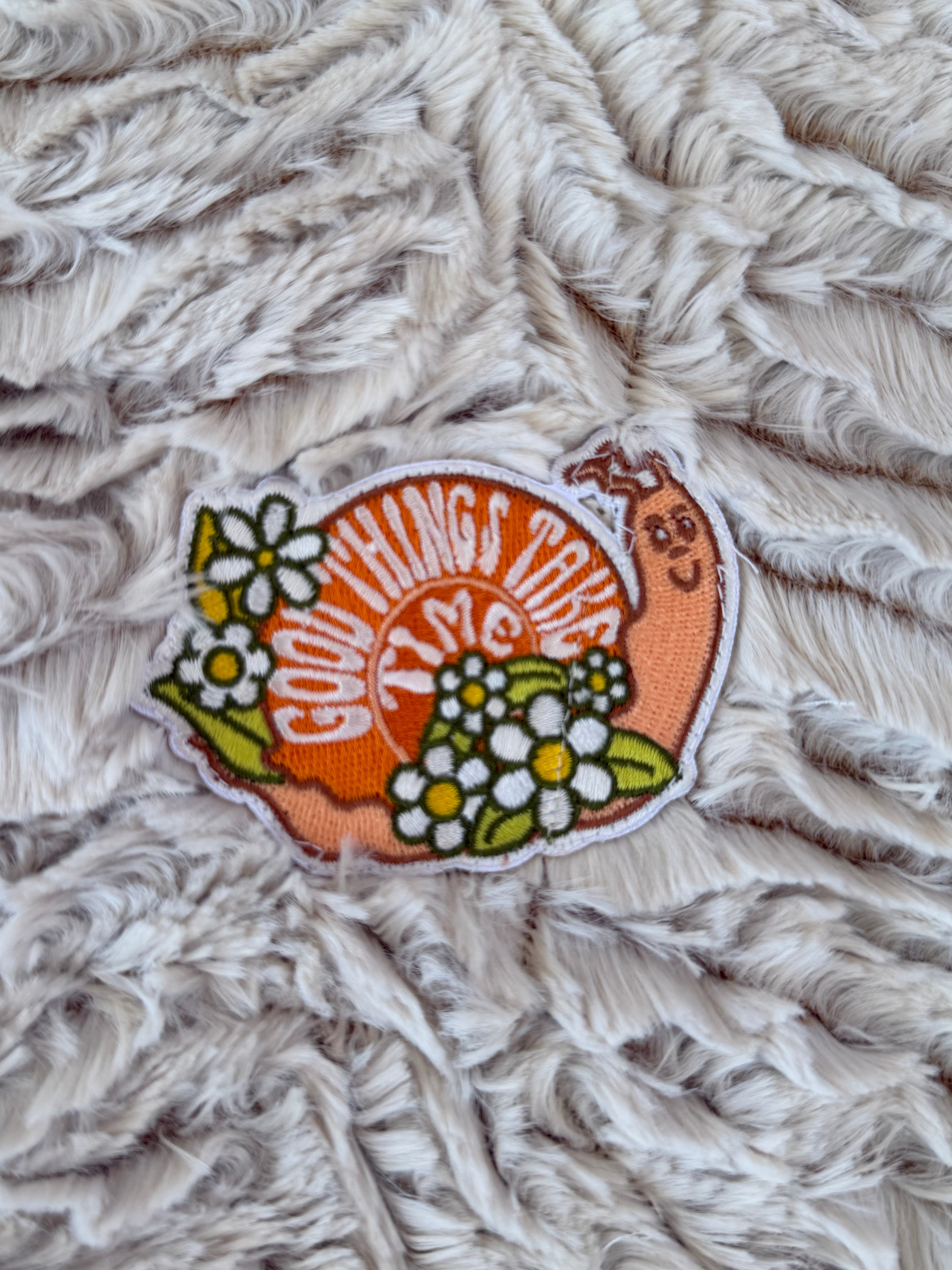 🐌 Good Things Take Time Minky Baby Blanket