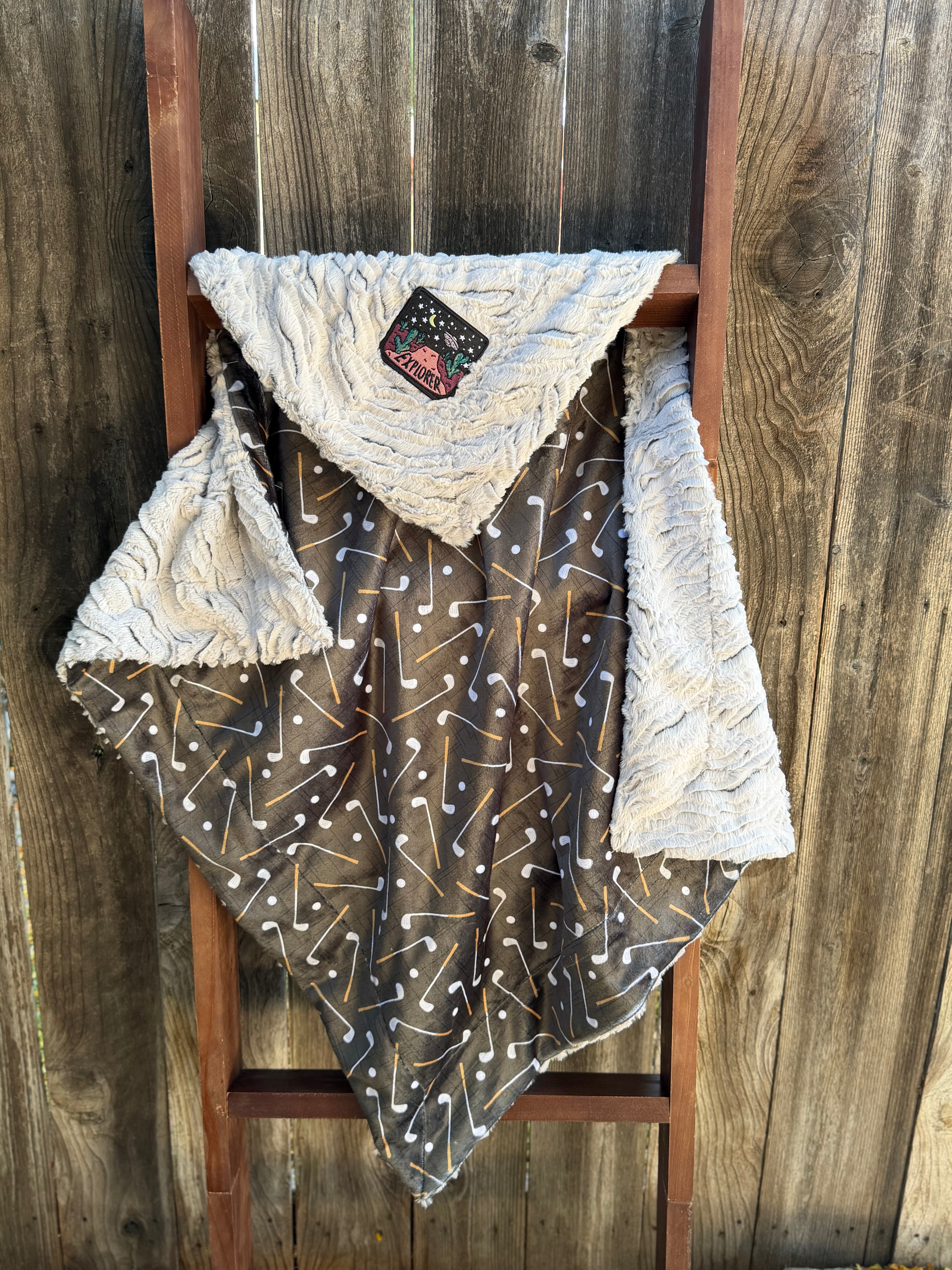 Grey Explorer Minky Baby Blanket