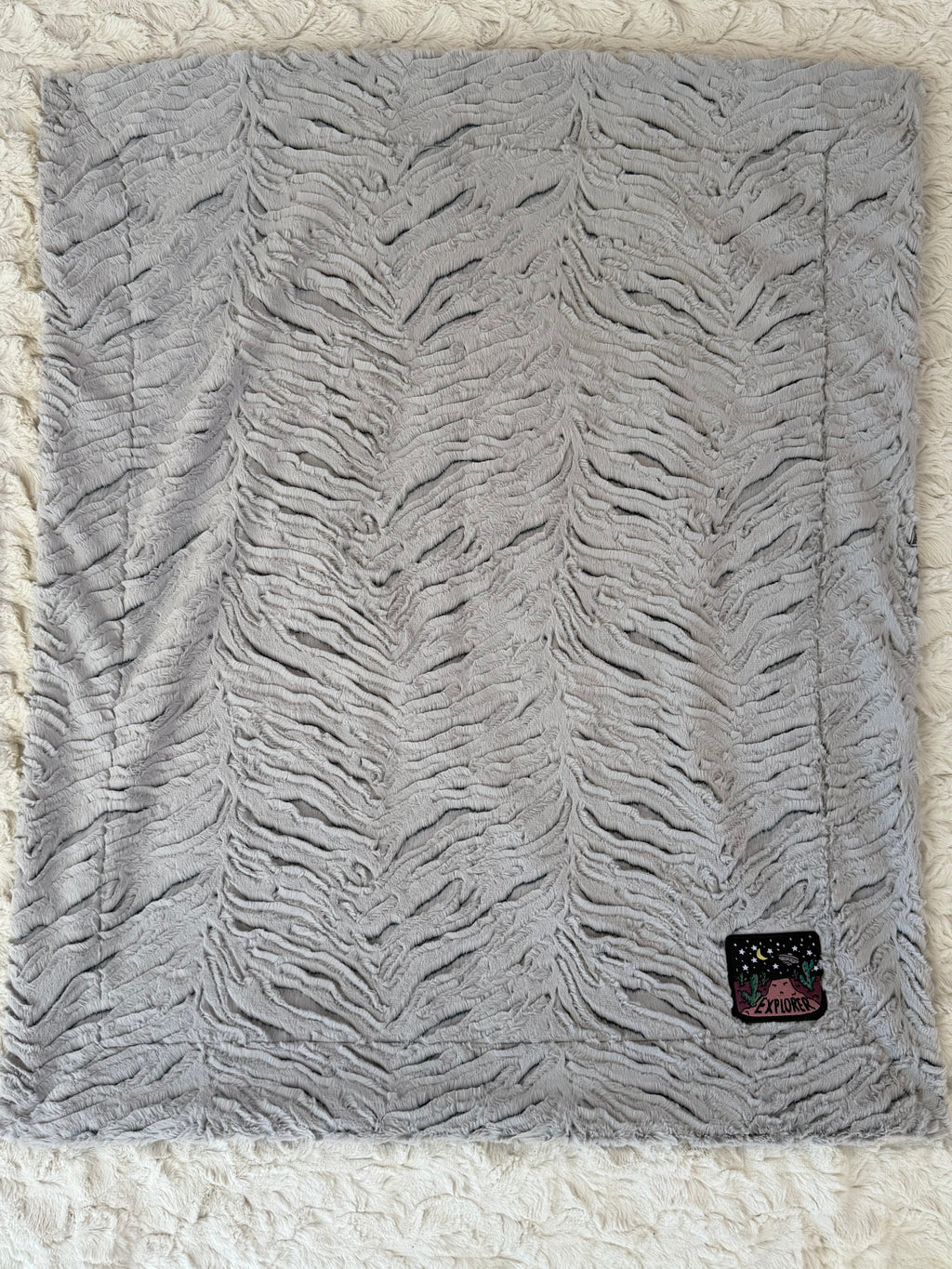 Grey Explorer Minky Baby Blanket