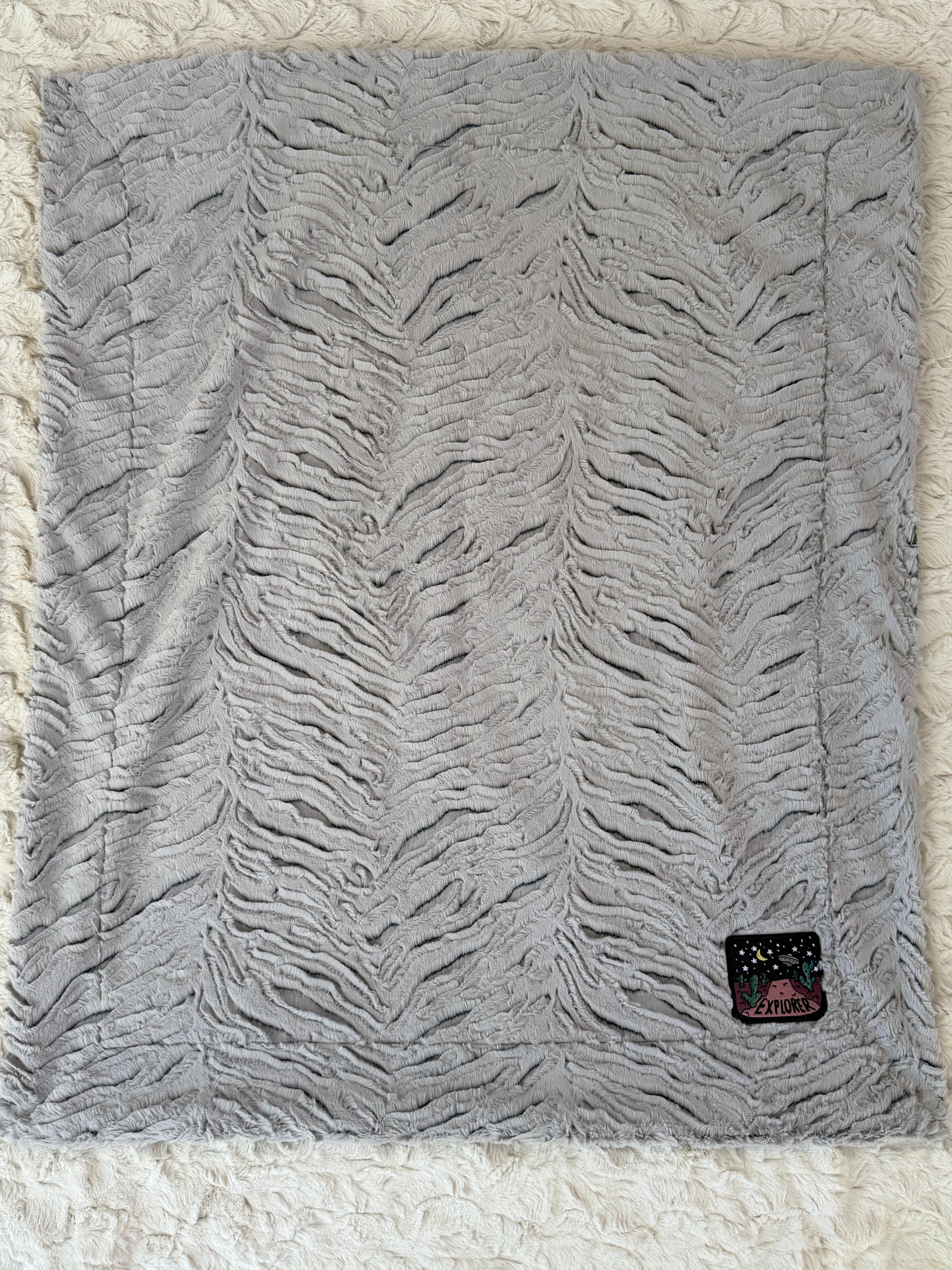 Grey Explorer Minky Baby Blanket