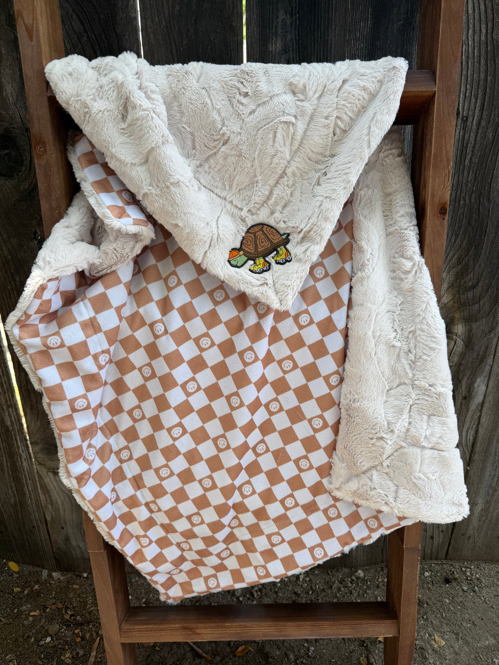 Checkered Tortoise Baby Minky Blanket 🐢🤎