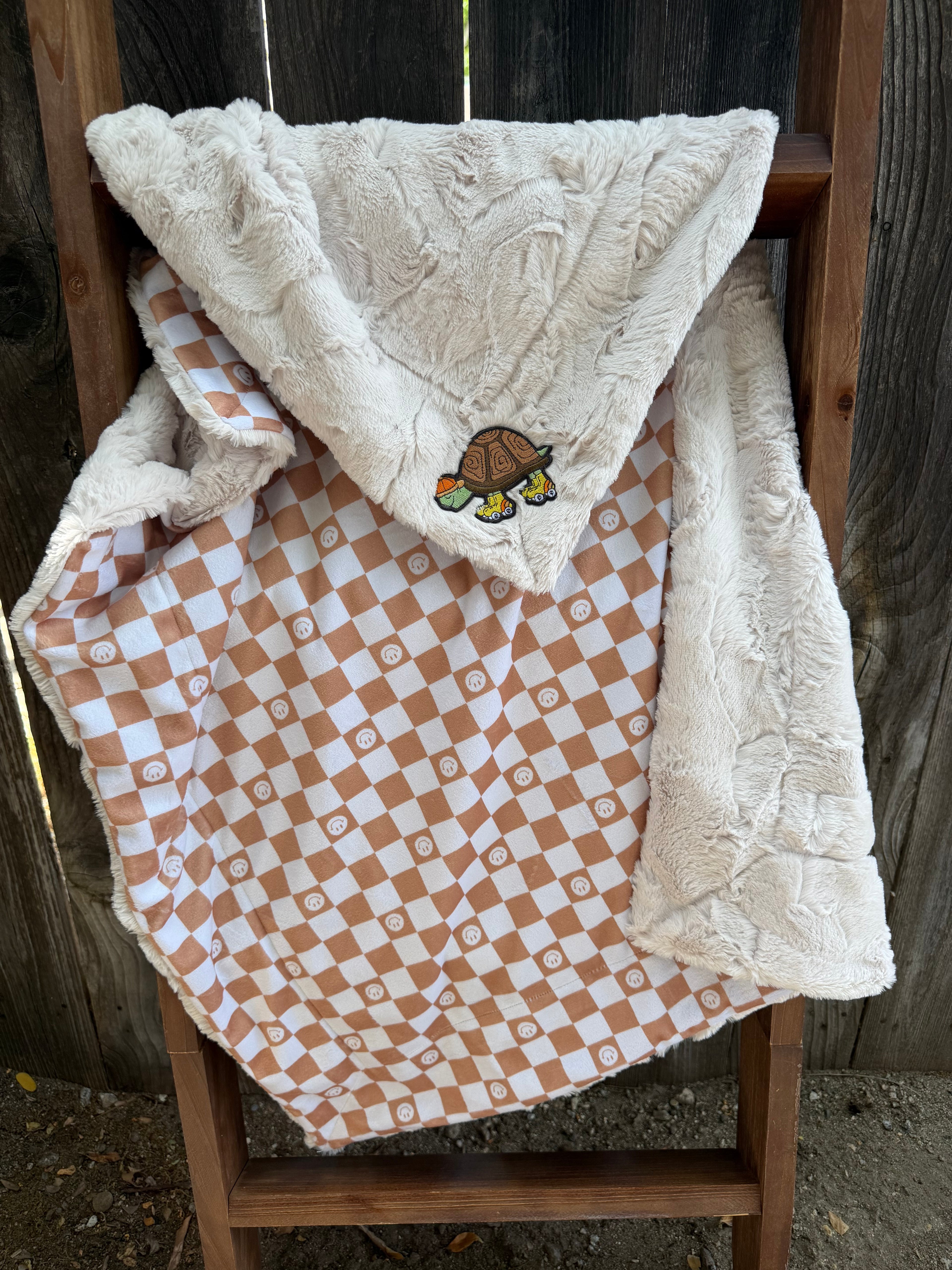 Checkered Tortoise Baby Minky Blanket 🐢🤎