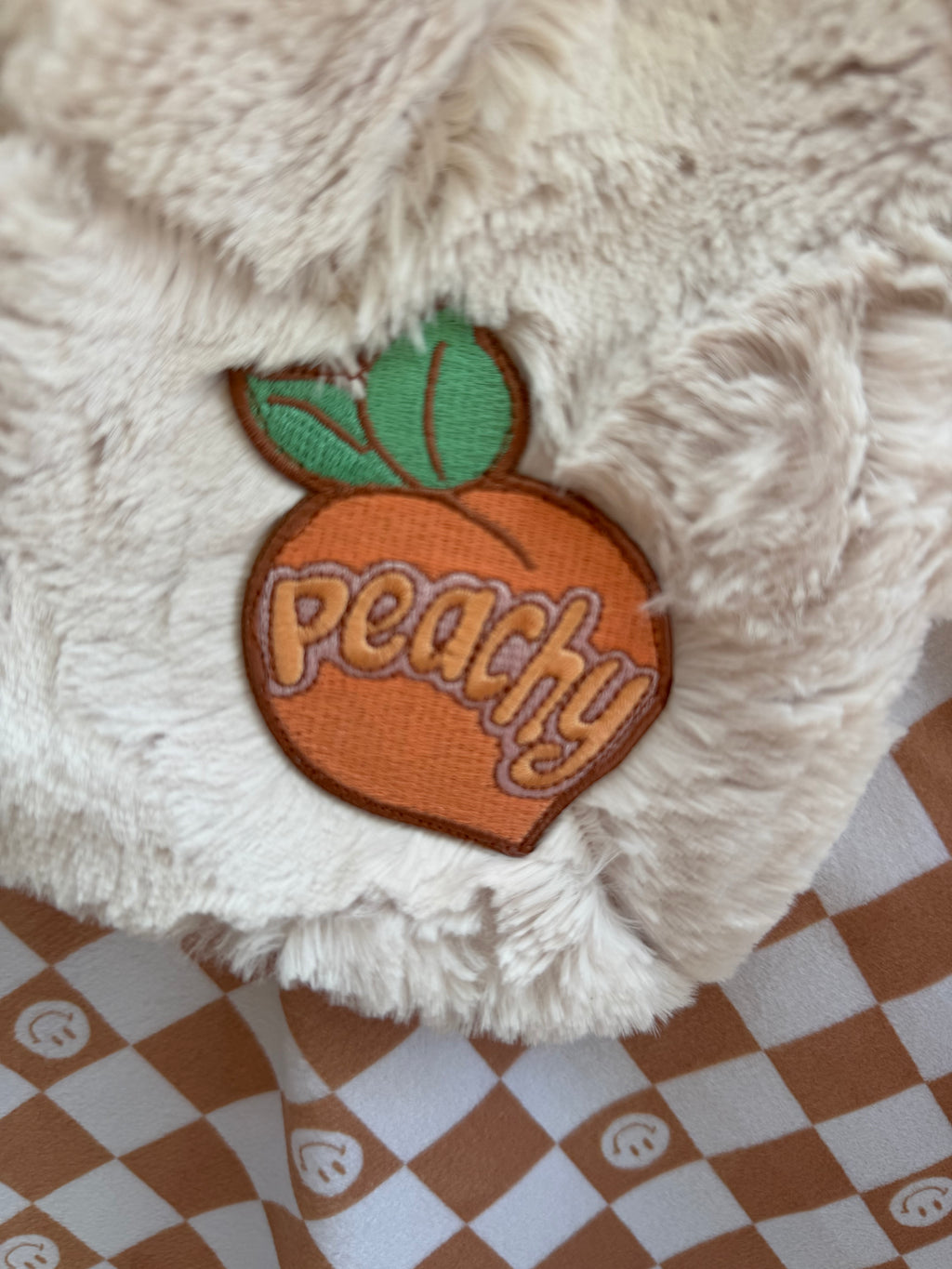 Peachy Checkered Baby Minky Blanket 🍑🤎