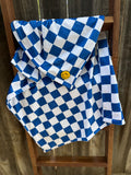 Blue Check Smiley Baby Minky Blanket 💙😊