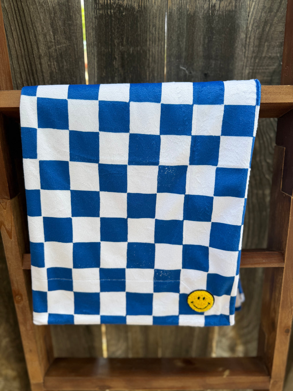 Blue Check Smiley Baby Minky Blanket 💙😊