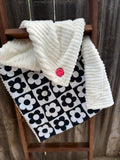 Retro Daisy Smiles Baby Minky Blanket 🌼🖤